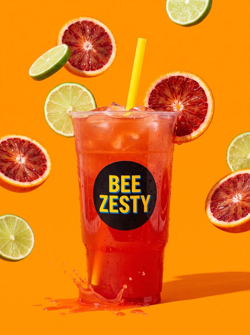 Blood Orange limeade — sunset red-orange drink with blood orange and lime slices