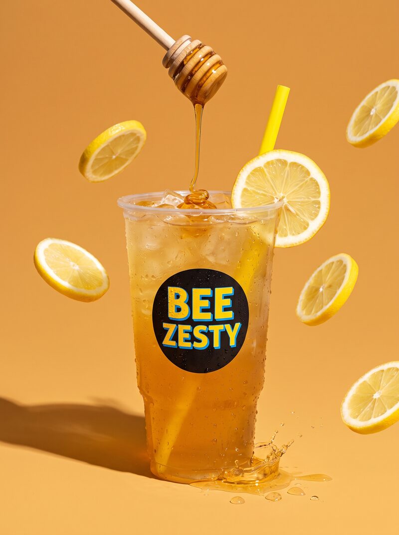 Honey Lemon lemonade — golden drink with a honey drizzle and lemon wheel